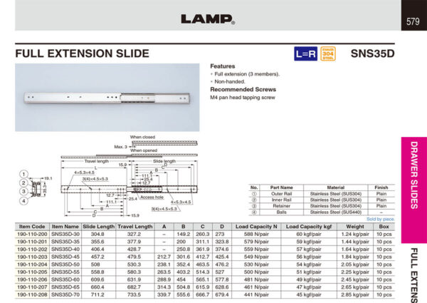 Guida a sfere Sugatsune 600mm - immagine 2